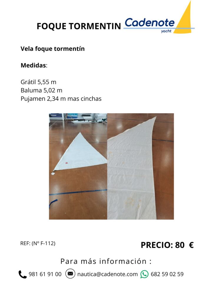 VELA FOQUE DE OCASION LISTA PARA NAVEGAR